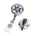 30" Cord Chrome Solid Metal Retractable Badge Reel and Badge Holder (Multicolor Vinyl Label)